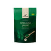 Foodin Luomu Spirulinajauhe, 300 g; vihreä pakkaus, jossa puulusikallinen elinvoimaista vihreää spirulinajauhetta sekä spirulinan kuvitus etusivulla; suorakulmainen, mattapintainen pakkaus; tuotenimi lihavoiduin valkoisin kirjaimin; vaalea tausta, ei ihmisiä.