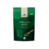 Foodin Luomu Spirulinajauhe, 300 g; vihreä pakkaus, jossa puulusikallinen elinvoimaista vihreää spirulinajauhetta sekä spirulinan kuvitus etusivulla; suorakulmainen, mattapintainen pakkaus; tuotenimi lihavoiduin valkoisin kirjaimin; vaalea tausta, ei ihmisiä.