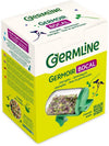 Germline Germoir Bocal; vihreä-keltainen rasia, jossa kuvia itävistä siemenistä ja idätysastiasta; pahvipakkaus mattapinnalla ja tuoreiden itujen kuvituksin; teksti painettu usealla kielellä groteskifontilla; ei ihmisiä tai käsiä; neutraali tausta, tavanomainen tuotekuva.