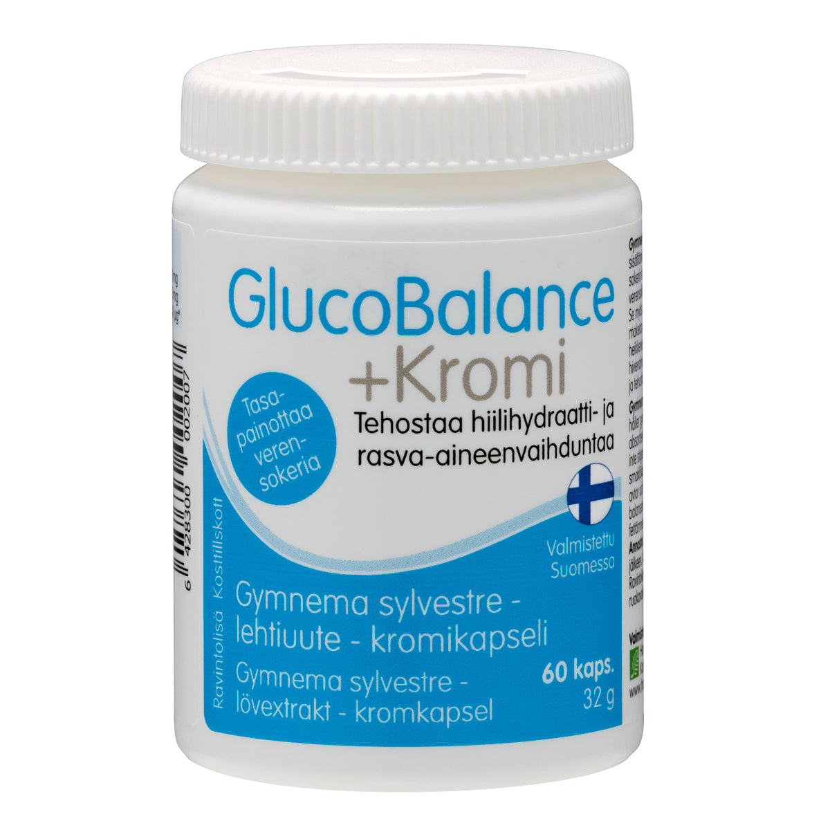GlucoBalance + Kromi 60 kapselia, Gymnema sylvestre -lehtiuute ja kromikapseli