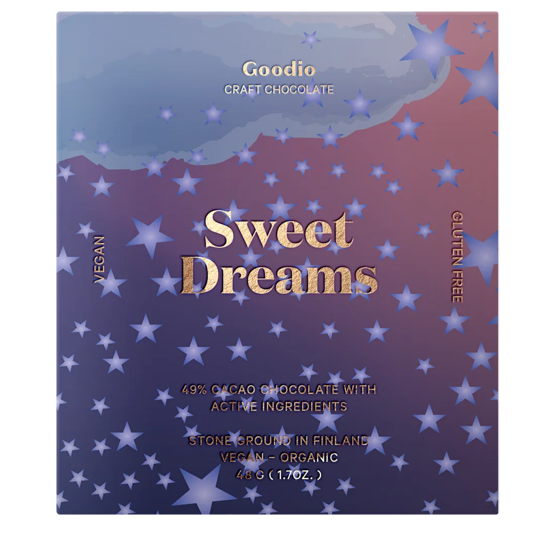 Goodio Sweet Dreams Luomusuklaa 49% -suklaalevy tähtikääreessä