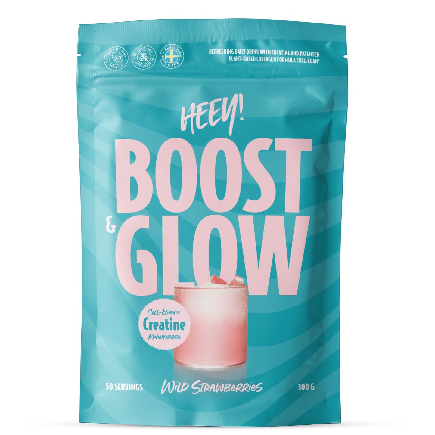 Heey! Boost & Glow Creatine + Coll-egan®, Wild Strawberries