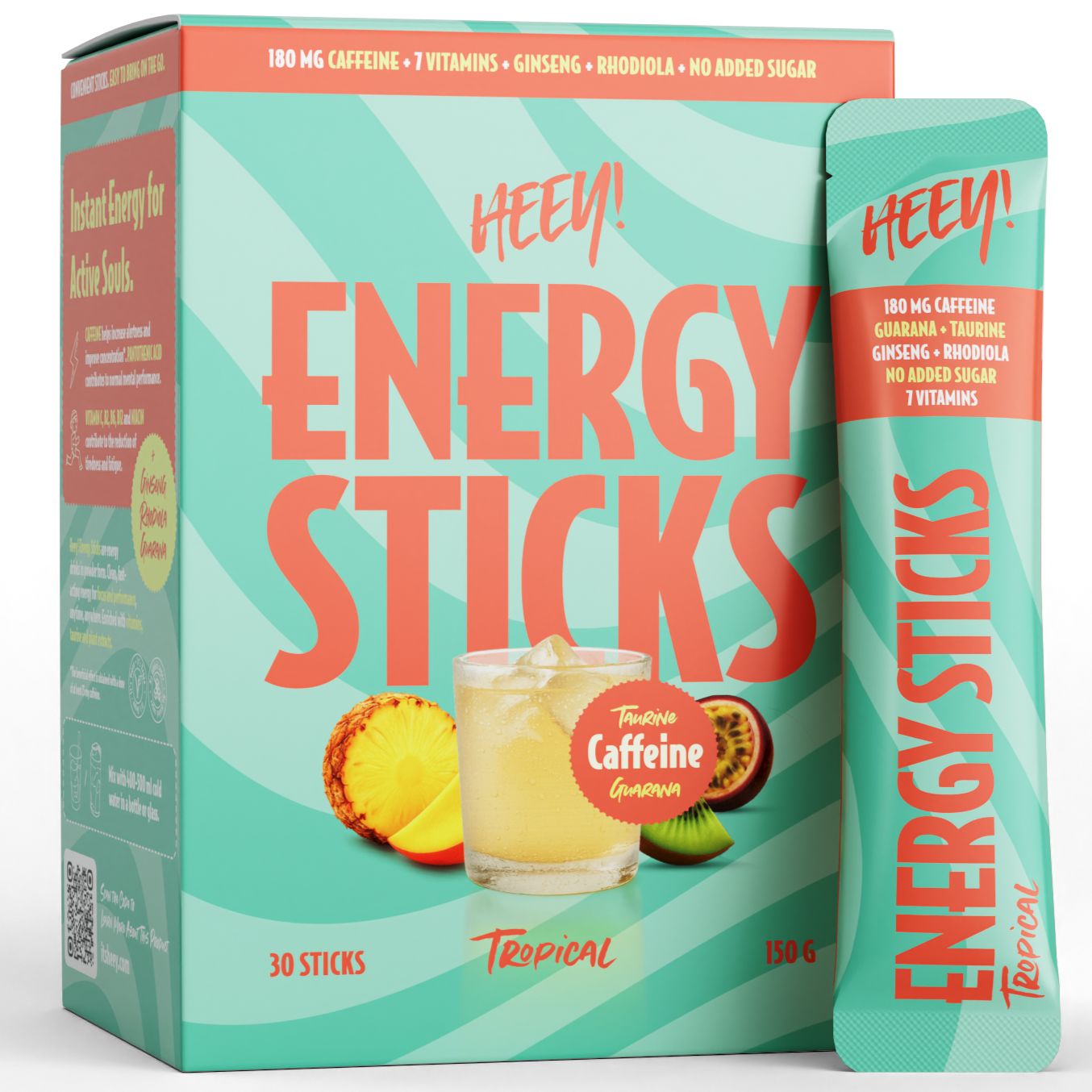 Heey! Energy Sticks Caffeine + Guarana Tropical-Heey!-Hyvinvoinnin Tavaratalo