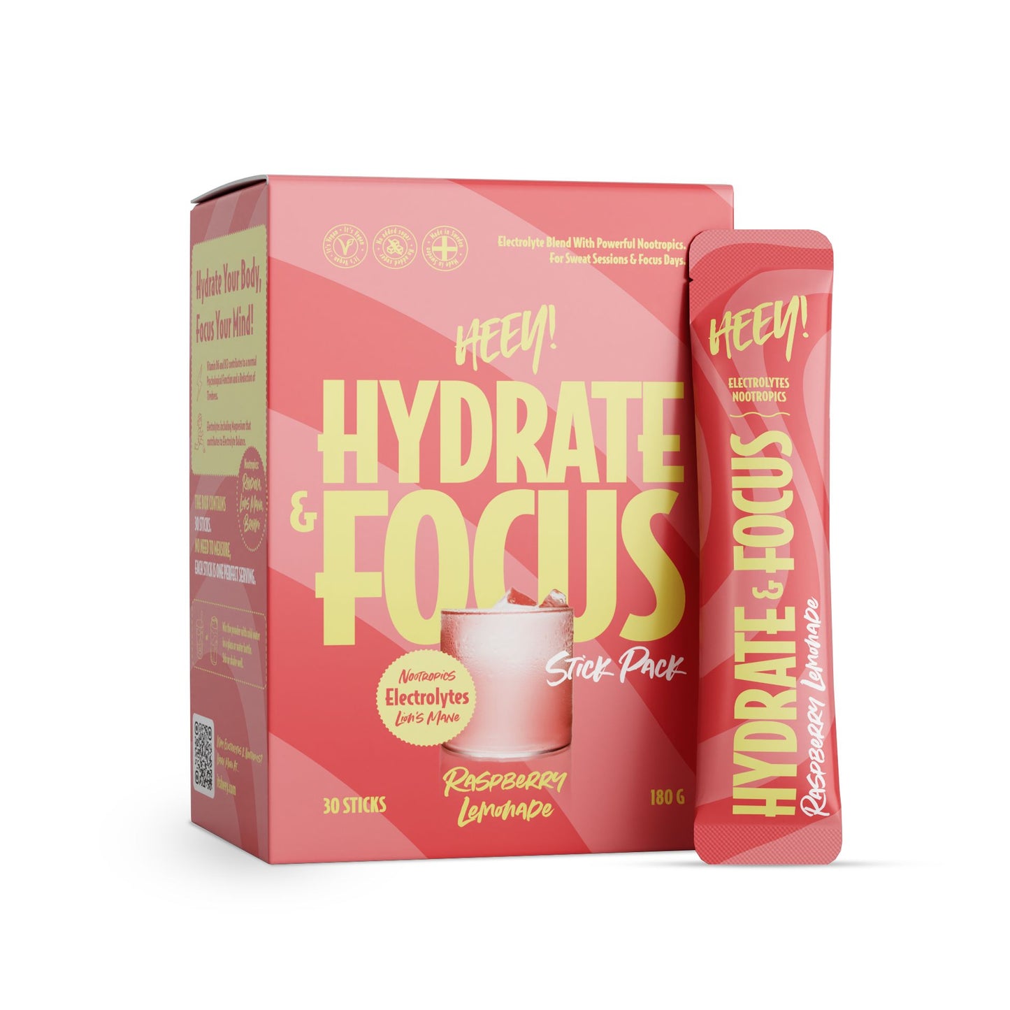 Heey! Hydrate & Focus Electrolytes Raspberry Lemonade-Heey!-Hyvinvoinnin Tavaratalo