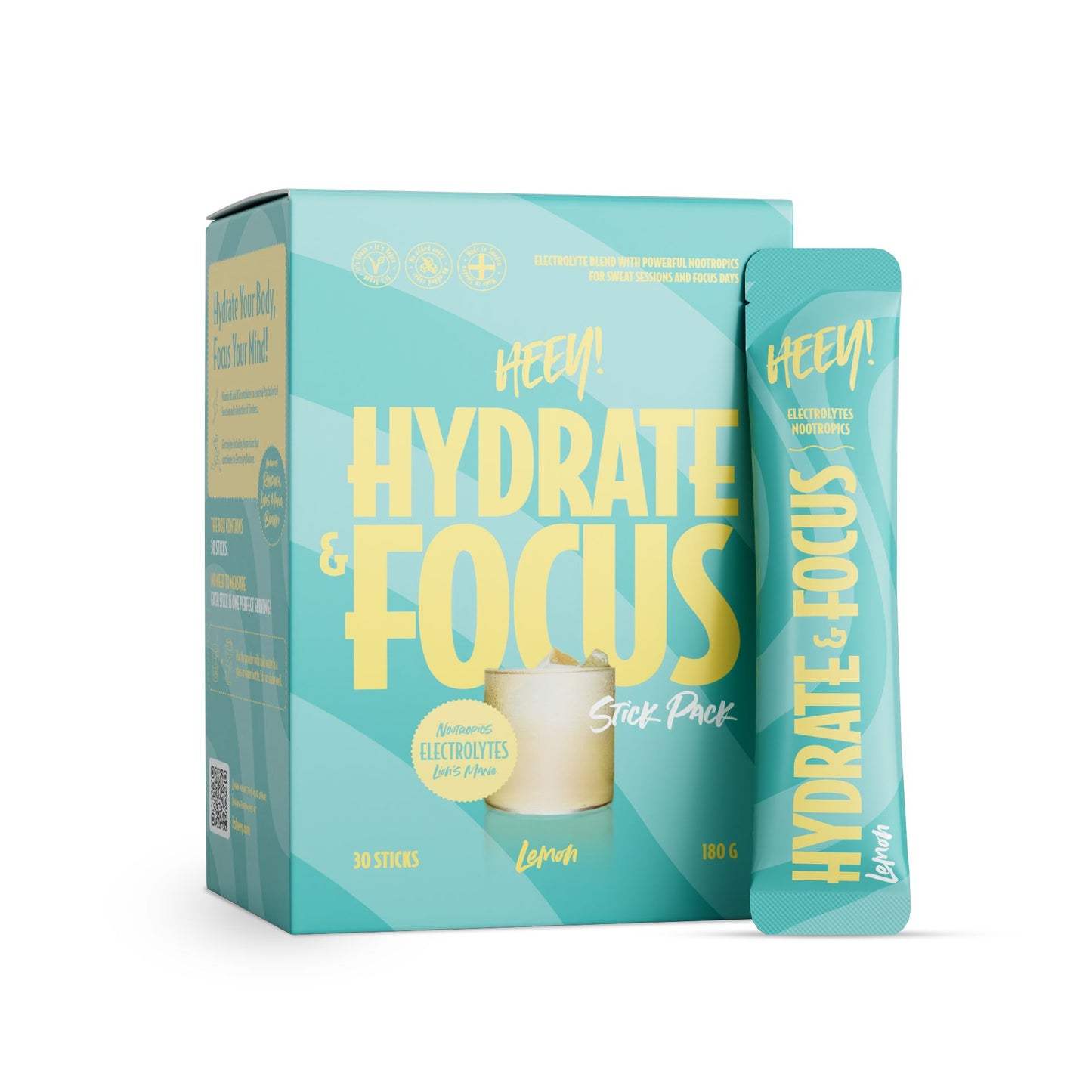 Heey! Hydrate & Focus Electrolytes Lemon-Heey!-Hyvinvoinnin Tavaratalo
