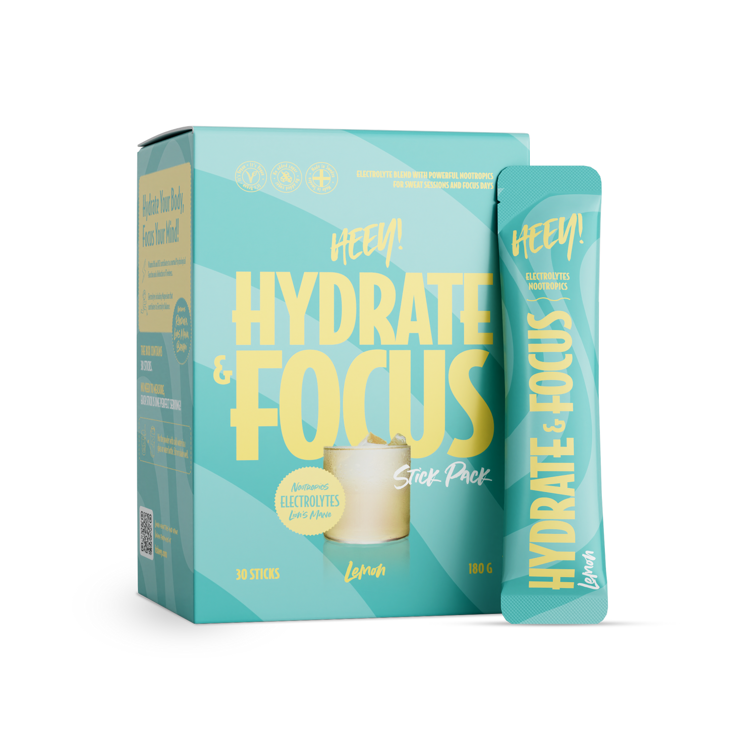 Heey! Hydrate & Focus Electrolytes Lemon-Heey!-Hyvinvoinnin Tavaratalo