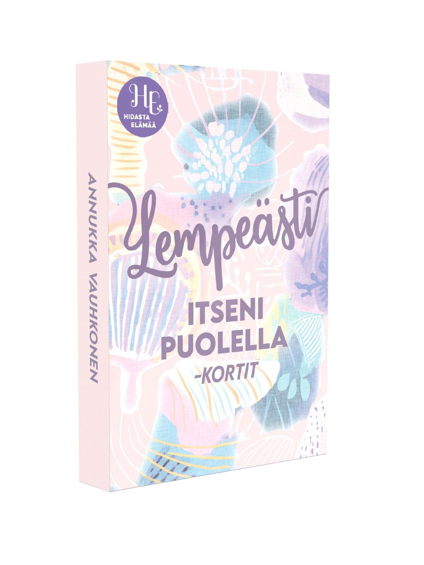  Lempeästi itseni puolella -kortit – Annukka Vauhkosen 45 kortin itsemyötätuntopakka, pastellikuvitus
