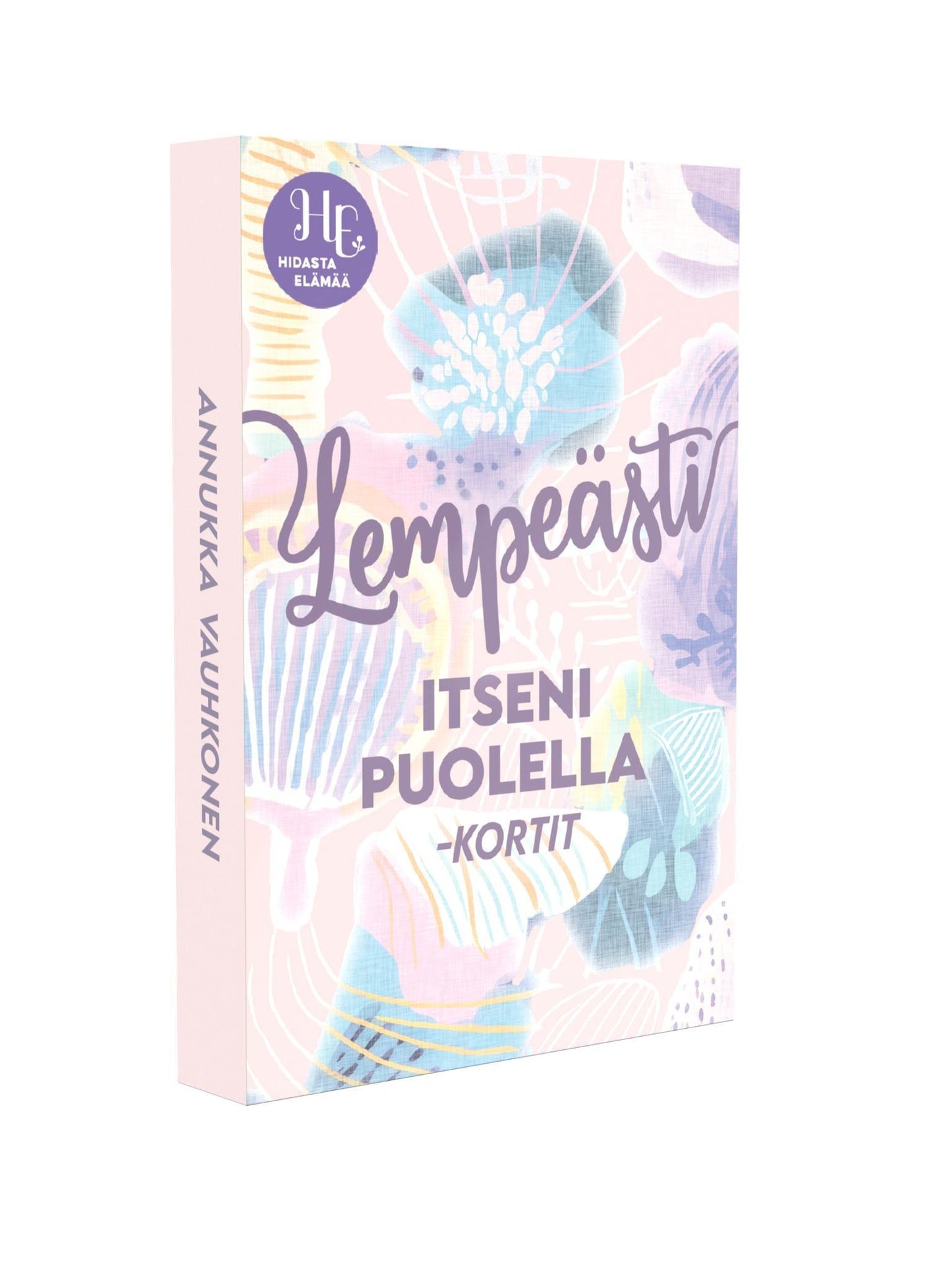  Lempeästi itseni puolella -kortit – Annukka Vauhkosen 45 kortin itsemyötätuntopakka, pastellikuvitus
