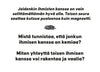 Printed page featuring Finnish text about chemistry between people, accompanied by a feather illustration. The page background is white with black sans-serif typography. The layout includes clear spacing around the feather image. No packaging or hands are visible in the shot, and no additional props appear in the setting.