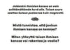 Hidasta Elämää Rakkauden Etsijän Keskustelukortit; painettu sivu suomenkielisellä tekstillä ihmisten välisestä kemiasta, mukana höyhenkuvitus; sivun tausta valkoinen, teksti mustaa groteskifonttia; kuvituksen ympärillä selkeää tilaa; ei pakkausta tai käsiä näkyvissä, ei muita rekvisiittoja asetelmassa.