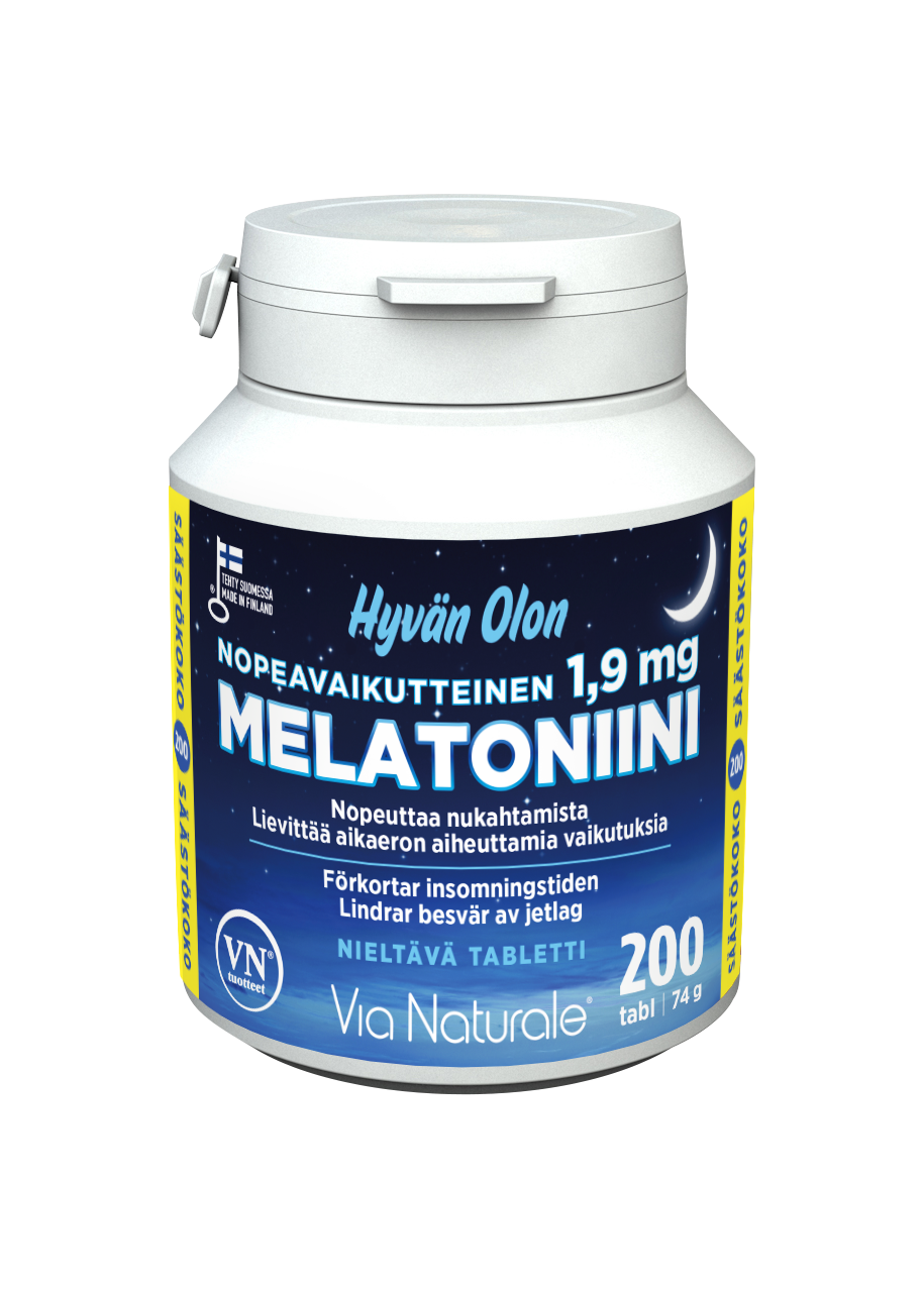 Hyvän Olon Nopeavaikutteinen Melatoniini 1,9 mg-Via Naturale-Hyvinvoinnin Tavaratalo