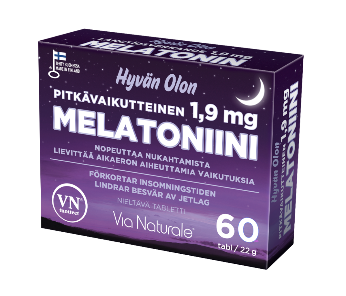 Hyvän Olon Pitkävaikutteinen Melatoniini 1,9 mg-Via Naturale-Hyvinvoinnin Tavaratalo