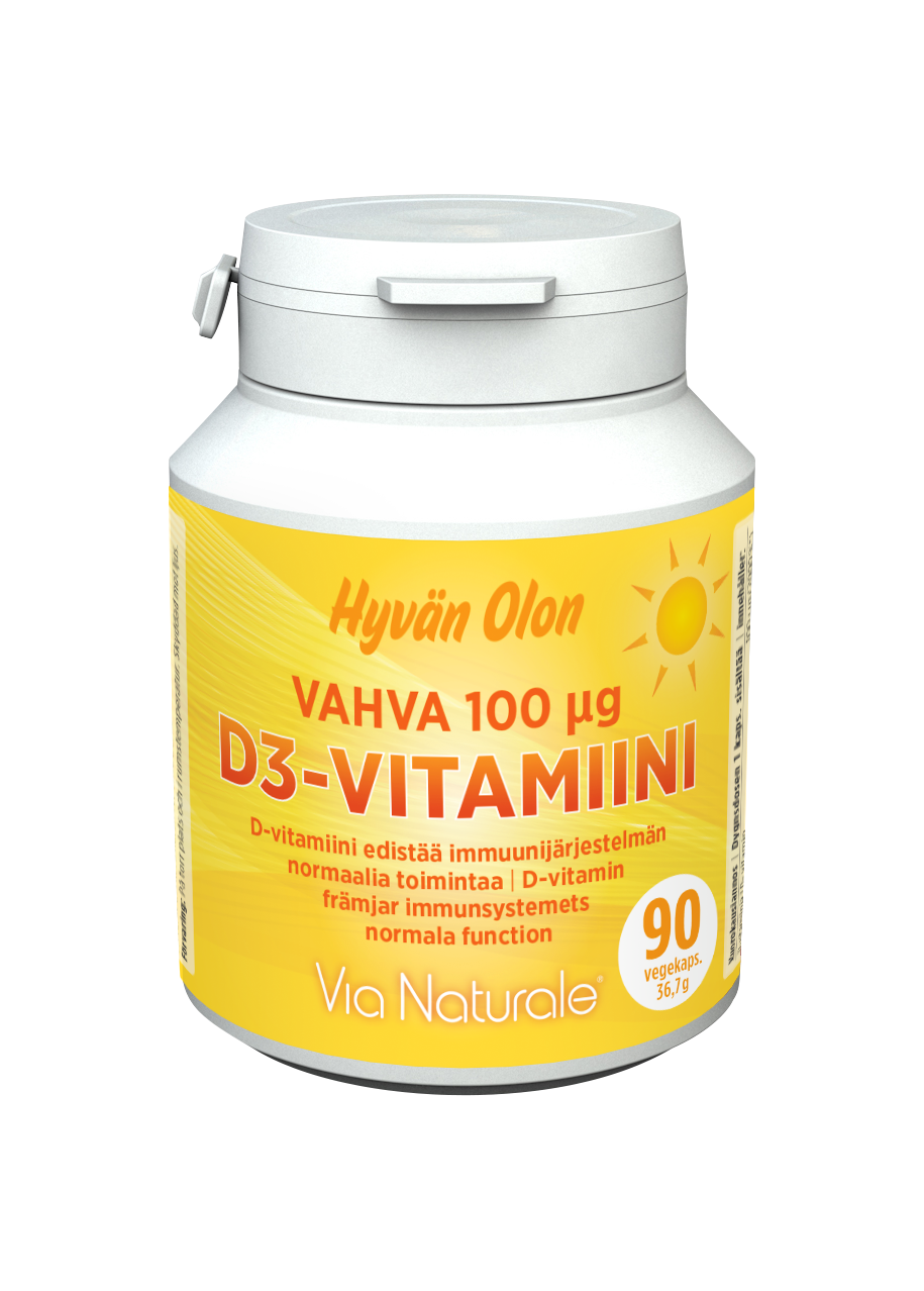 Hyvän Olon Vahva D-vitamiini 100 mikrog-Via Naturale-Hyvinvoinnin Tavaratalo