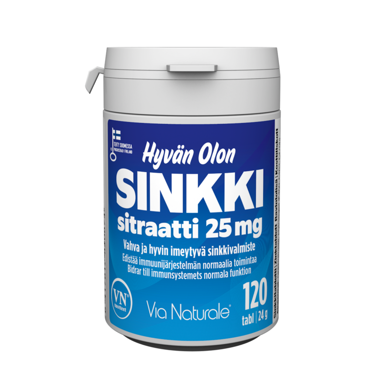 Hyvän Olon Sinkkisitraatti 25 mg-Via Naturale-Hyvinvoinnin Tavaratalo