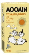 Moomin D-vitamiinitipat 10 µg, 10 ml, lisäaineettomat D3-tipat vauvoille, lapsille ja aikuisille