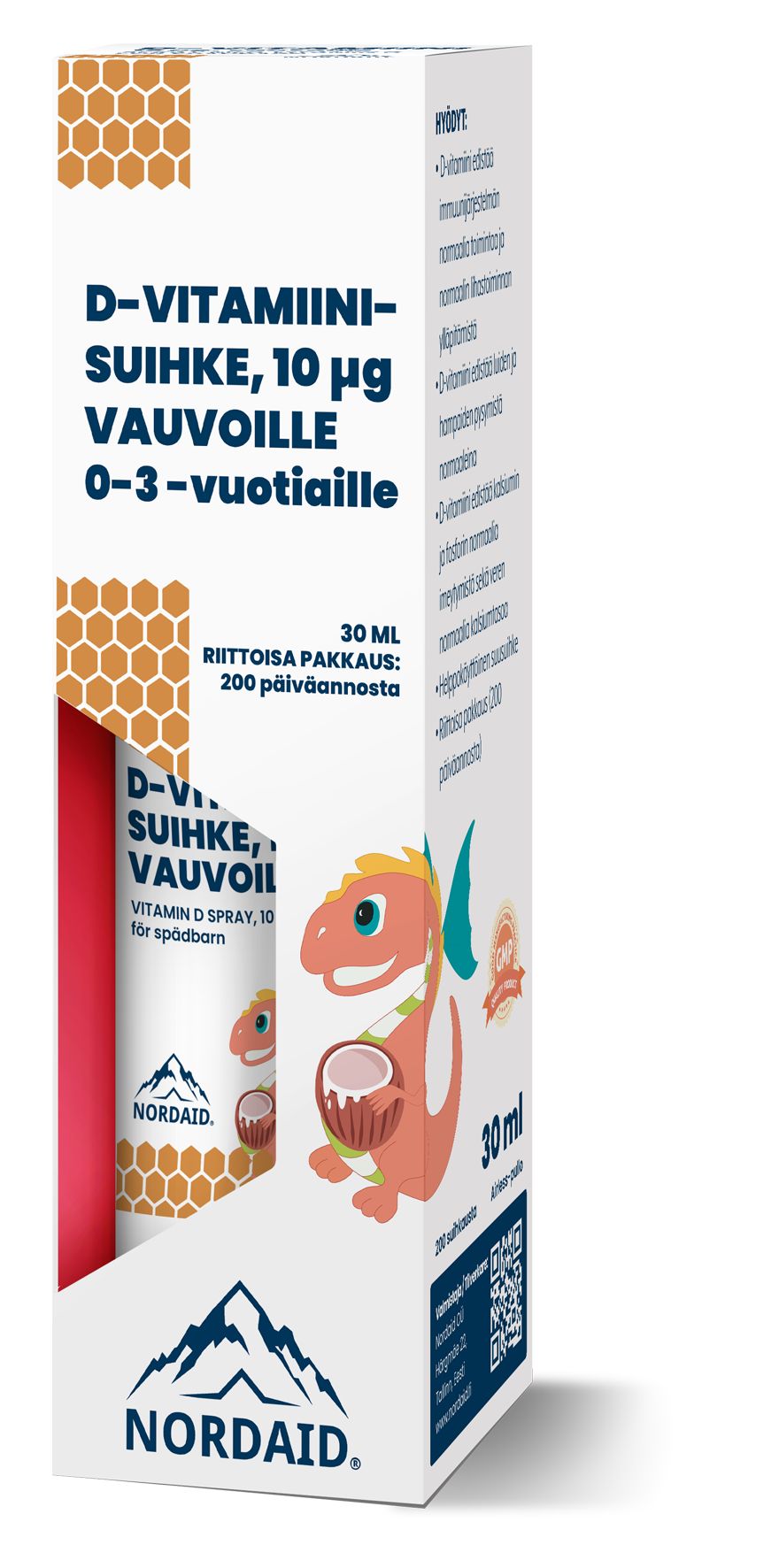 Nordaid D-vitamiinisuihke 10 mikrog Vauvoille-Nordaid-Hyvinvoinnin Tavaratalo