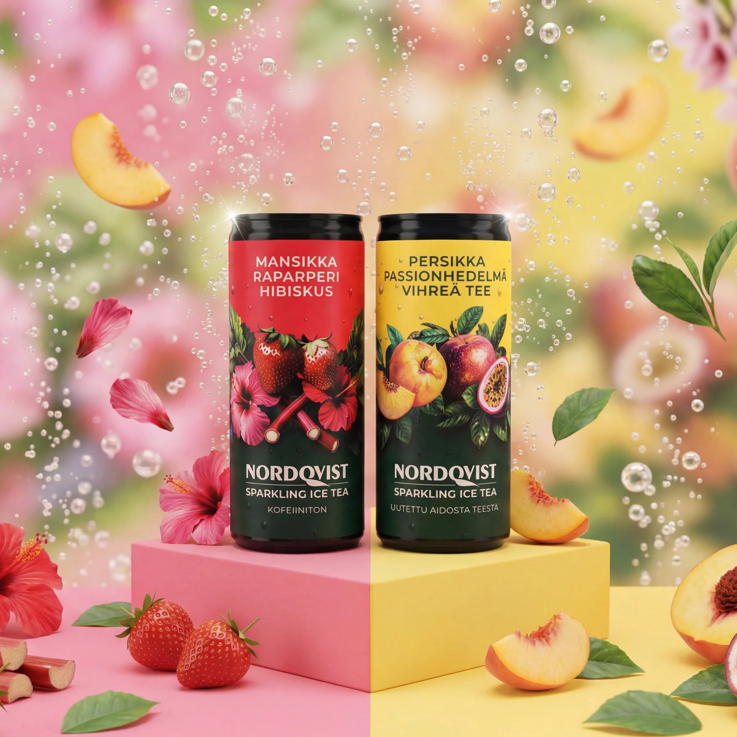 Nordqvist Sparkling Ice Tea Persikka-Passion-Vihreä tee