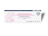A rectangular matte white box labeled Emätintulehdustesti, an at-home vaginal infection test for self-testing. Packaging displays pink and blue sans-serif text and a simple outlined side profile of a woman. No other products, branding elements, or decorative patterns are visible. Neutral background, no people or hands appear in the shot.