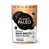 Planet Paleo Chocolate -luuliemijauhepussi vaalealla taustalla, laatumerkki-ikonit ja 15 annosta -merkintä