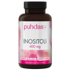 Puhdas+ Inositoli 400 mg -purkki, vaaleanpunainen etiketti: 120 kapselia, 100 % vegan, valmistettu Suomessa