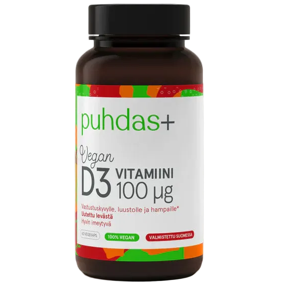 Puhdas+ Kasviperäinen D3-vitamiini 100 mikrog