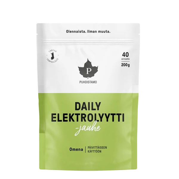 Puhdistamo Daily Elektrolyyttijauhe Omena 200 g pussissa