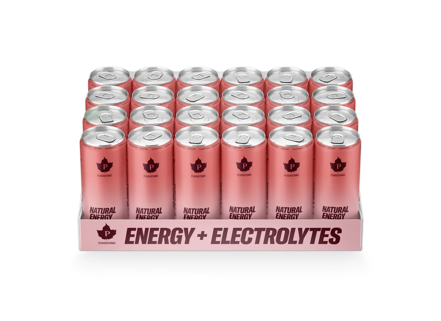 24 Puhdistamo Natural Energy Wild Strawberry -tölkkiä Energy + Electrolytes -myyntipakkauksessa