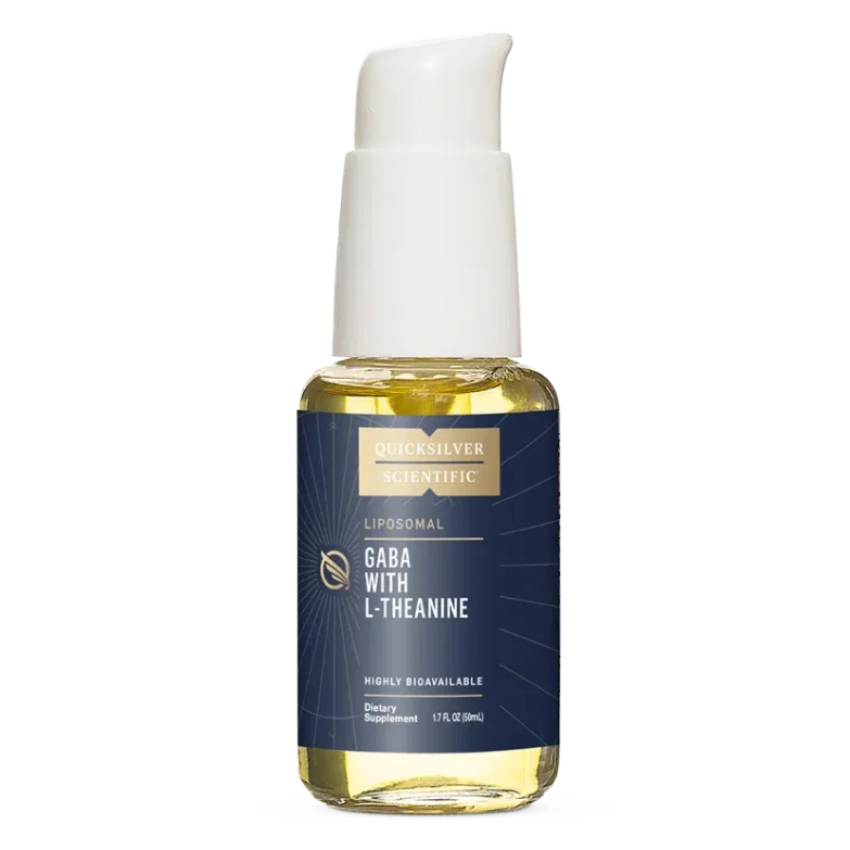 Quicksilver Liposomal GABA with L-Theanine 50 ml – nestemäinen ravintolisä pumppupullossa