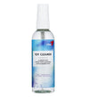 A clear plastic spray bottle labeled Toy Cleaner with a blue and white design, constructed of transparent plastic. The cylindrical bottle has a matte finish and a white spray nozzle. Notable sans-serif typography is used on the label, which includes the RFSU logo and text: Feel yourself to free yourself. Product is shown against a plain, neutral background. No people or hands are visible in the image.