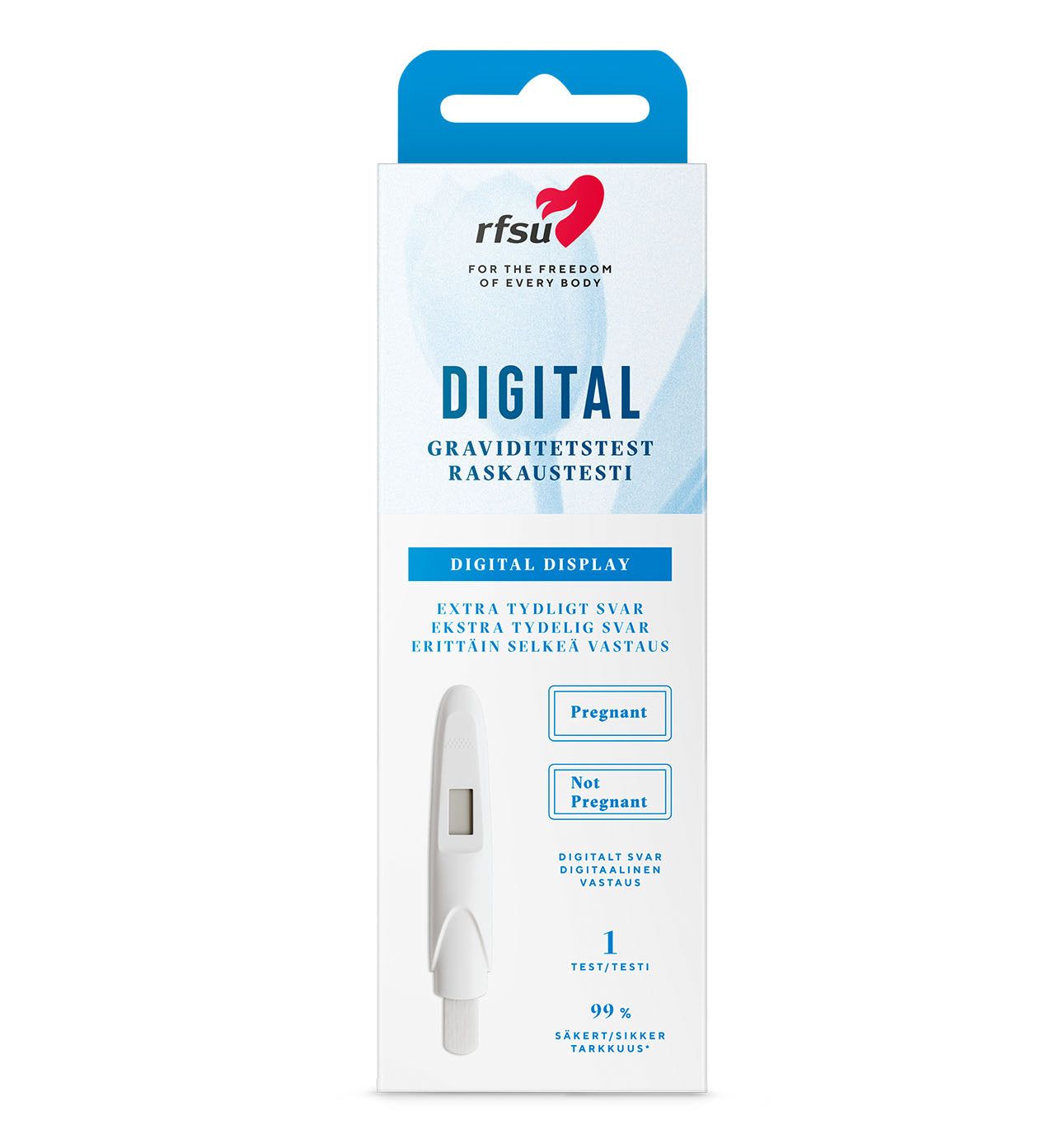 RFSU Digital raskaustesti – digitaalinen Pregnant / Not Pregnant -tulos, 1 testin pakkaus
