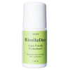 A white roll-on deodorant bottle with a green label reading RimitaDeo Vegan Friendly Ekodeodorant, formulated with Aloe Vera & herbs for 24+ hour protection, 50 ml. The cylindrical plastic container has a rounded cap with a smooth matte finish and an oval label. Sans-serif text in white and dark green is printed on the front. The product stands upright on a plain white background. No people or hands are present.