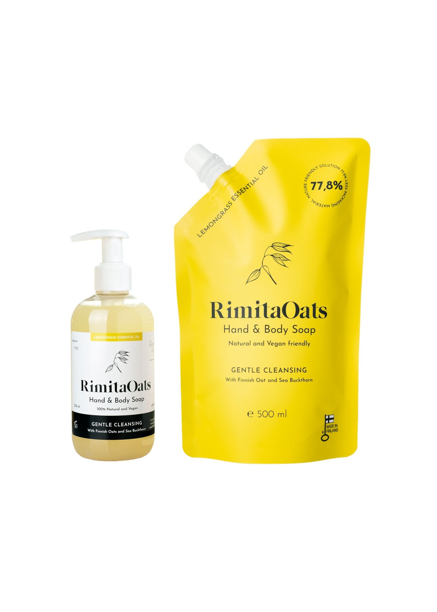 Rimita Oats Käsi- ja Vartalosaippua Sitruunaruoho-Rimita Green-Hyvinvoinnin Tavaratalo