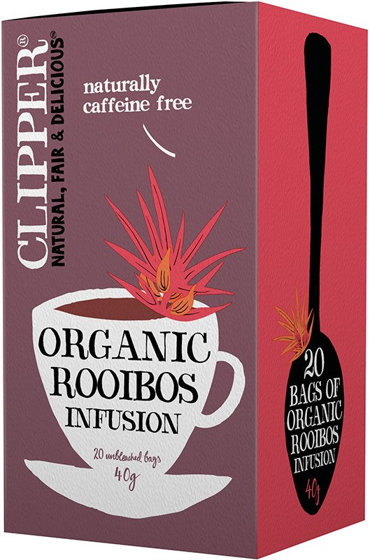 Clipper Luomu Rooibostee 20 pussia – luontaisesti kofeiiniton luomu rooibos -yrttihauduke