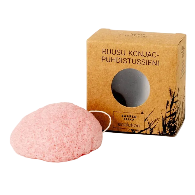 Saaren Taika Ecolution Ruusu Konjac -puhdistussieni kasvoille pakkauksineen