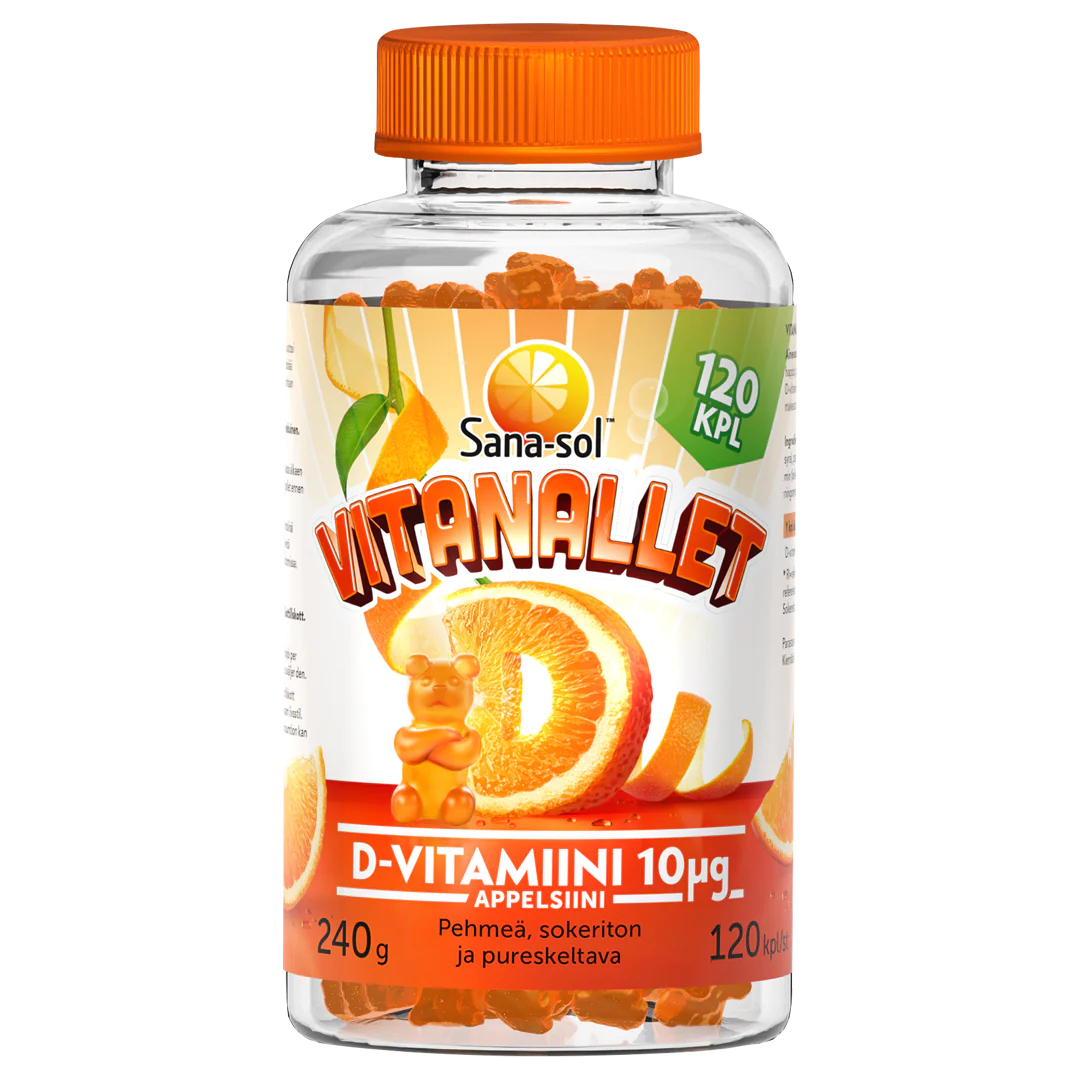Sana-sol Vitanallet D-vitamiini Appelsiini-Sana-sol-Hyvinvoinnin Tavaratalo