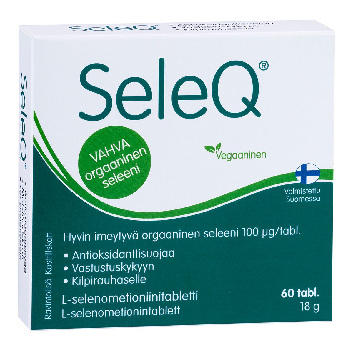 SeleQ 60 tablettia, orgaaninen L-selenometioniinitabletti, seleeniä 100 µg