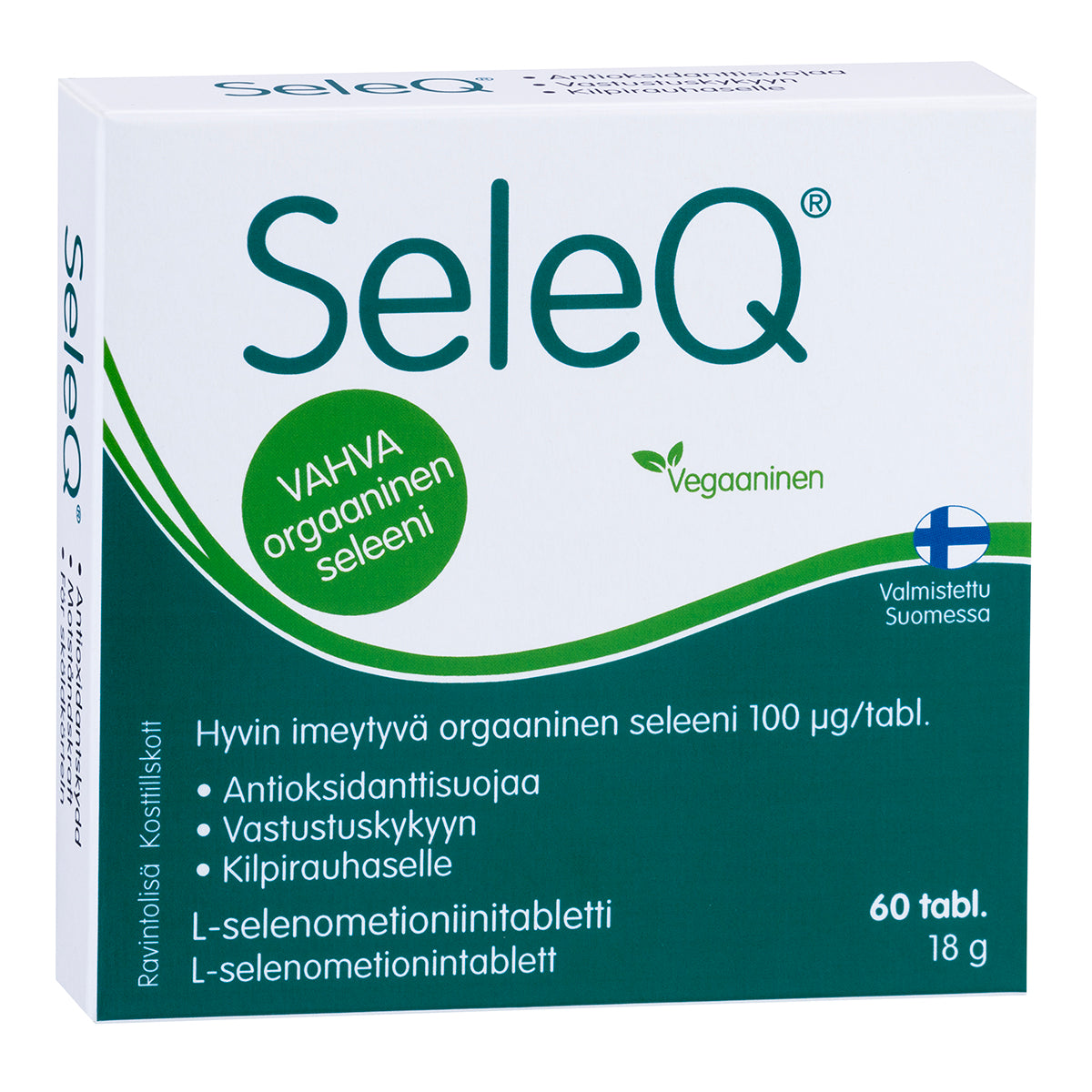 SeleQ 60 tablettia, orgaaninen L-selenometioniinitabletti, seleeniä 100 µg