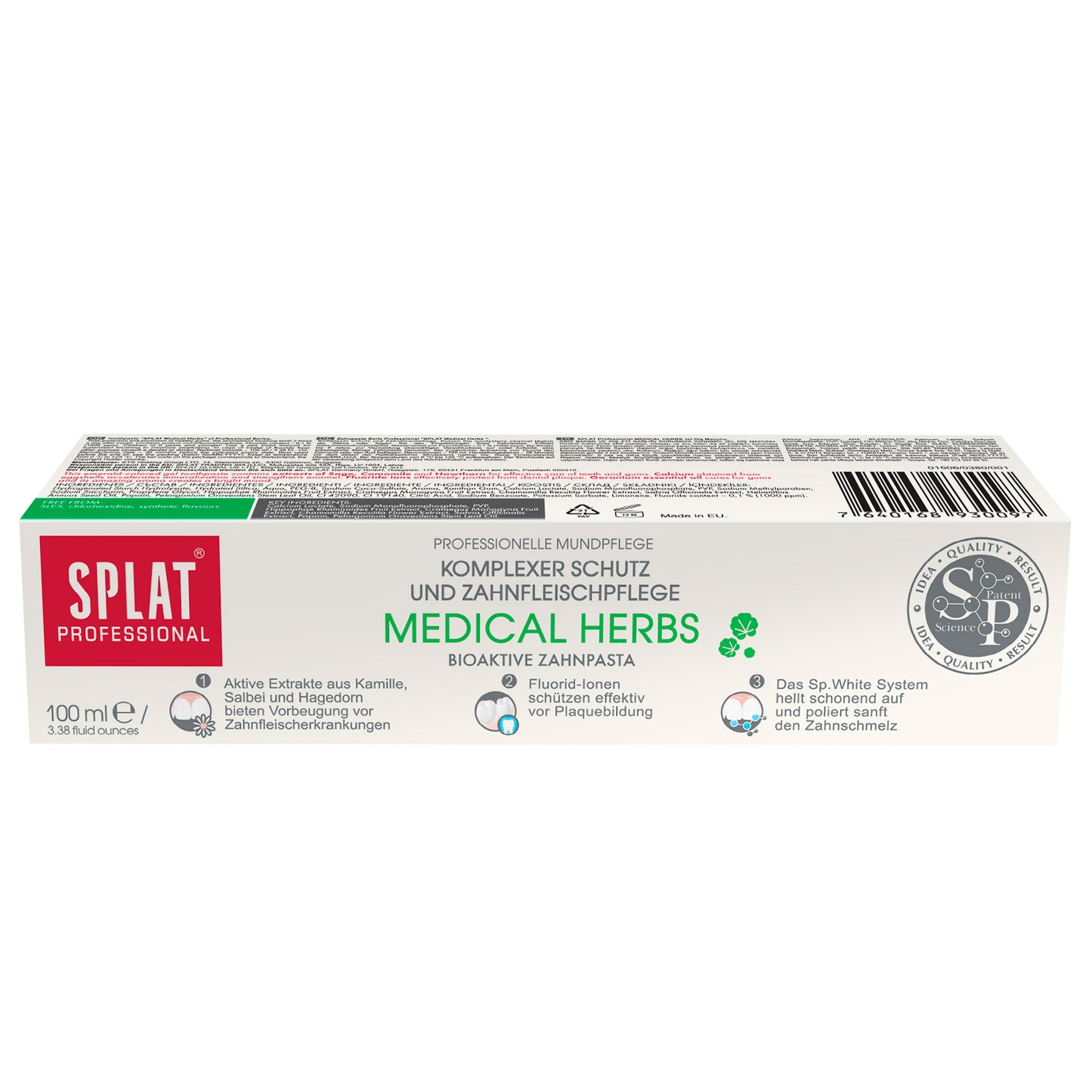 Saksankielinen Splat Medical Herbs -myyntipakkaus edestä, 100 ml