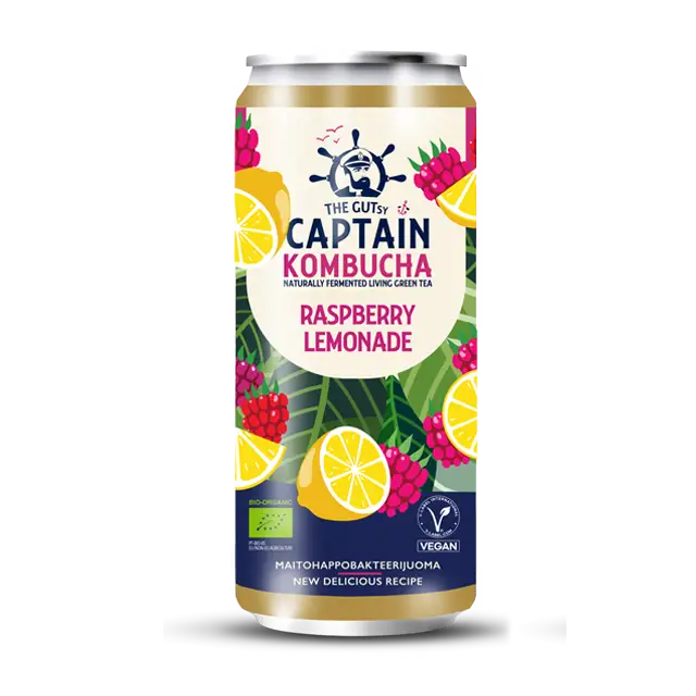 The Gutsy Captain Luomu Kombucha Raspberry Lemonade 12-pack