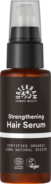 Urtekram Strengthening Hair Serum 50 ml pumppupullo, Ecocert Cosmos Organic- ja Vegan-merkit