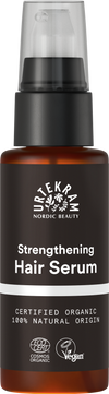 Urtekram Strengthening Hair Serum 50 ml pumppupullo, Ecocert Cosmos Organic- ja Vegan-merkit