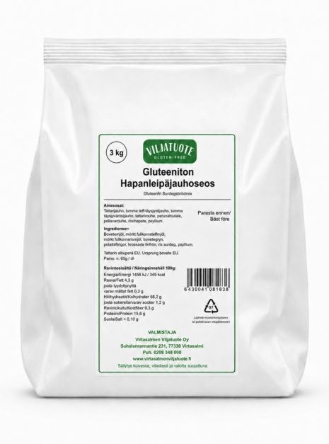 Virtasalmen Viljatuote Gluteeniton Hapanleipäjauhoseos, pakkaus 3 kg pussi