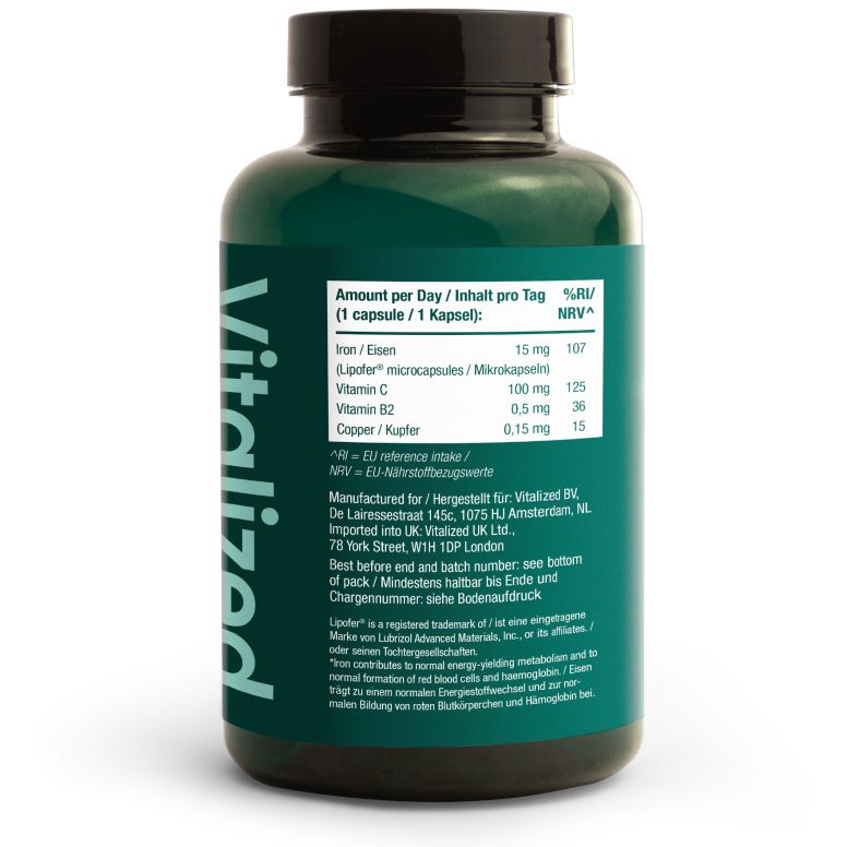 Vitalized Iron+ / Eisen+ 15 mg-Vitalized-Hyvinvoinnin Tavaratalo
