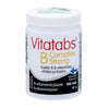 Vitatabs B-Complex Strong -pullo, valkoinen mattamuovi, sininen-musta groteskiteksti suomeksi, sininen Suomen lippu -symboli; sisältää kaikki 8 B-vitamiinia sekä koliinia ja PABA:a, 100 tablettia