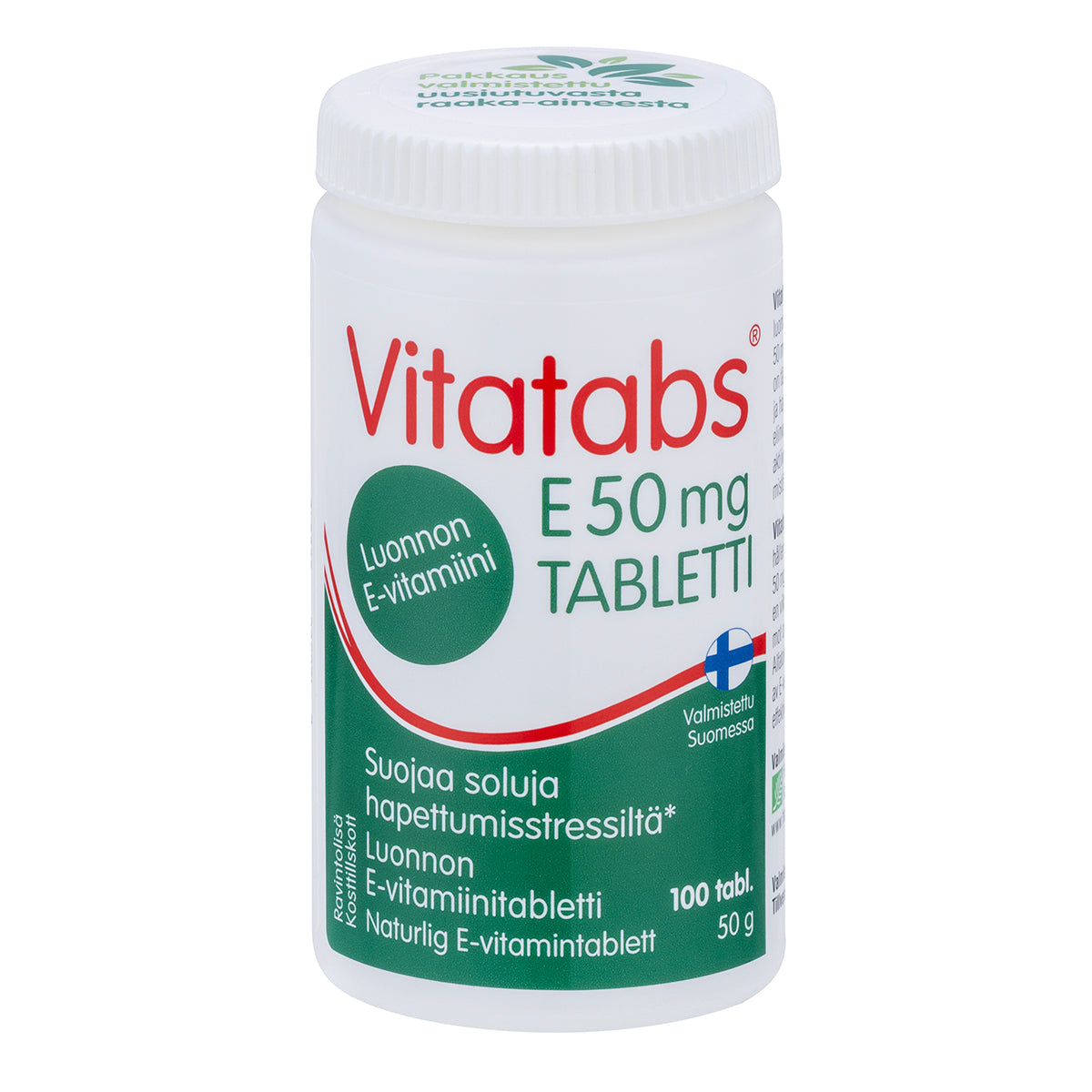 Vitatabs E 50 mg tabletti 100 kpl, luonnon E-vitamiinia sisältävä ravintolisä