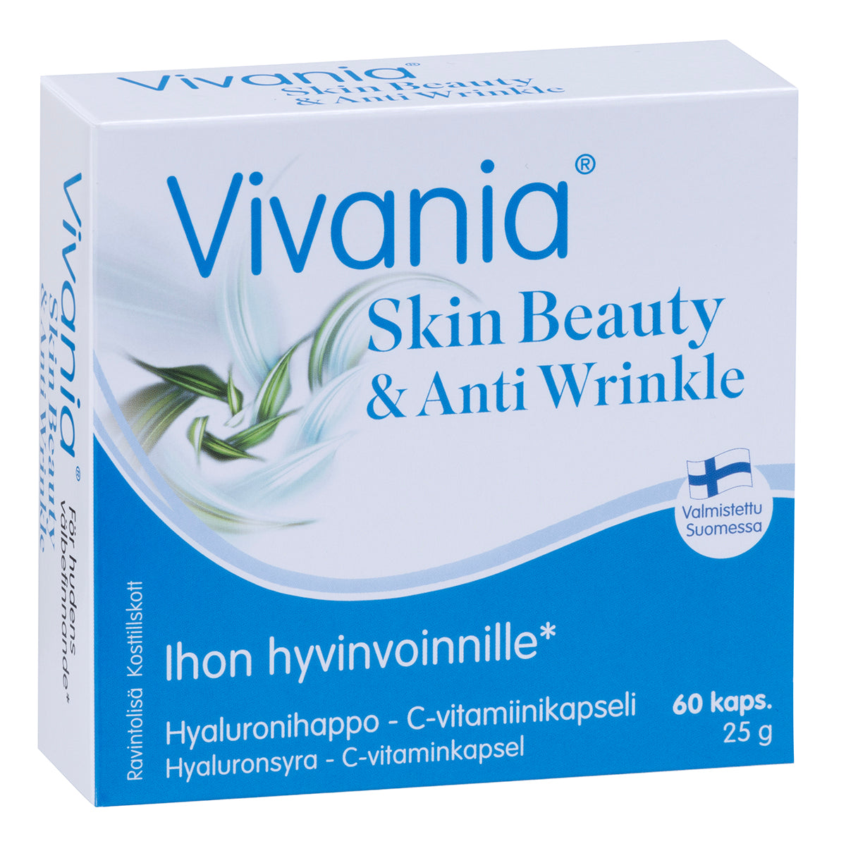Vivania Skin Beauty & Anti Wrinkle 60 kapselia, vegaaninen hyaluronihappo- ja C-vitamiinikapseli