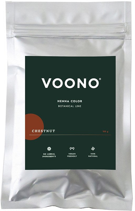 Voono Henna Color Chestnut -kasvihiusväripussi, kastanja, 100 g