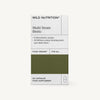 A box of Wild Nutrition Multi Strain Biotic food supplement containing 30 capsules is shown. The box is rectangular, has a matte white surface with dark gray and blue text. The label states “8 microbiotic strains” and “30 billion CFU per daily dose.” Serif and sans-serif fonts are used. No people or hands are visible. Neutral studio background, front-facing shot. A box of Wild Nutrition Multi Strain Biotic food supplement containing 30 capsules, featuring details about 8 microbiotic strains and 30 billion