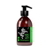 A 300ml brown bottle with a plastic pump dispenser is centered against a plain white background. The bottle has a black, matte-finish label with bold sans-serif text reading “Arctic Vet Shampoo.” A white pine tree graphic, small green accent elements, and three icons for pet use are included on the label. No other objects or people are shown in the image.