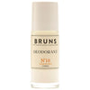 BRUNS Products Nº10 English Rose Deodorantti; lieriömäinen pullo tekstillä "BRUNS" unisex roll-on-deodoranttia, merkitty N°10 Engelskt Ros hienovaraisella ruusuntuoksulla; pullo pääosin valkoinen mattapinnalla, mustaa ja oranssia groteskitekstiä etiketissä sekä valkoinen muovikorkki; ei ihmisiä tai käsiä; tuote pystyssä vaaleaa taustaa vasten keskitetyssä kuvassa.